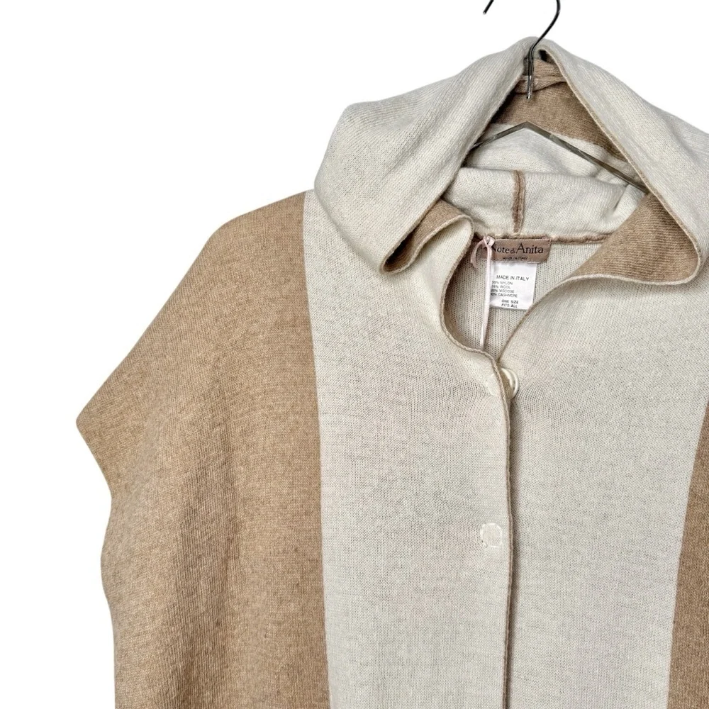 NWT Note Di Anita Cashmere Wool Blend Women’s Hooded Poncho Sweater One Size
